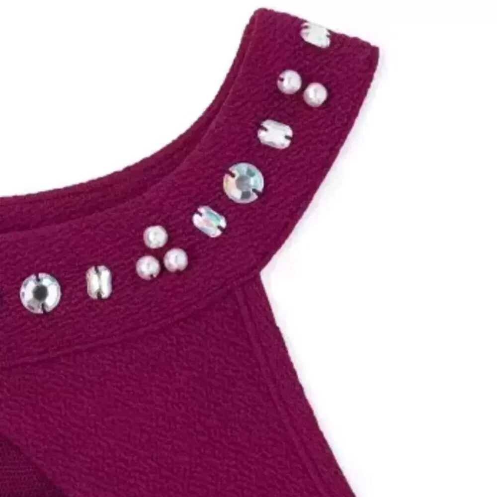 NEW The Childrens Place Jeweled Stretch Jacquard Keyhole Pearl Embellished Dress